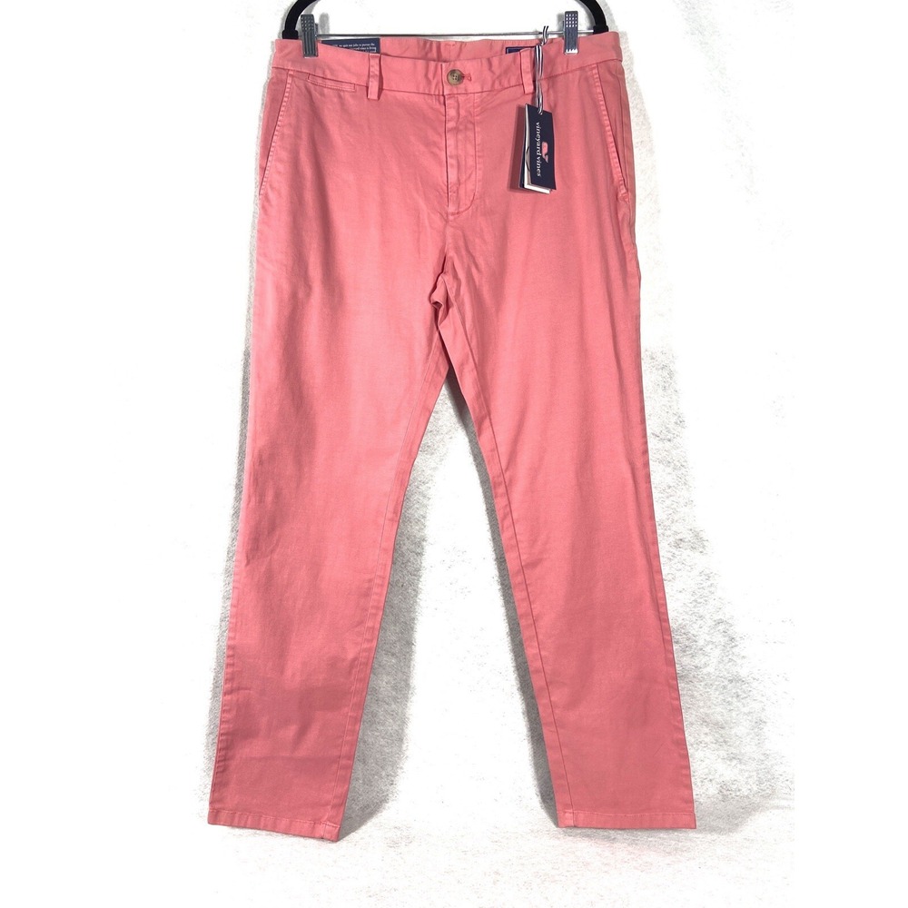 Vineyard Vines Breaker Pants Mens 34x32 Pink Chino Lobster Reef New